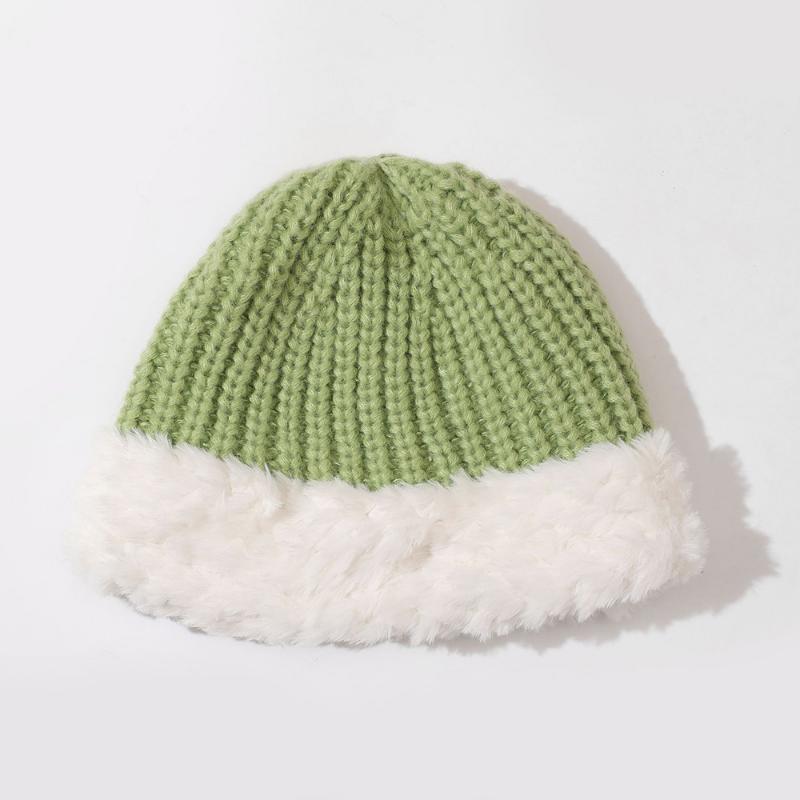 Women Warm Fluffy Plush Bucket Hat Ladies Winter Solid Fashionable Knitted Cap  Fisherman Cap Ladies