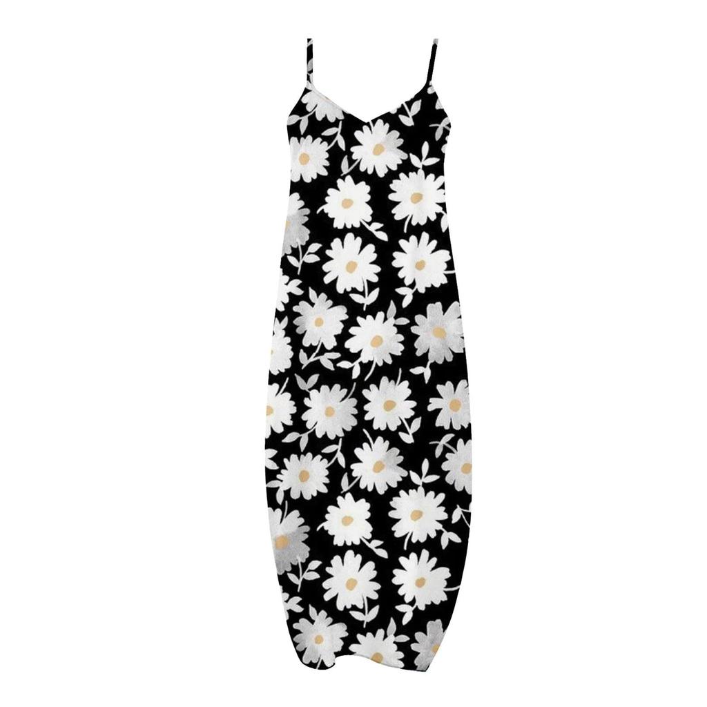 Fashion Ladies Loose Casual Summer Sexy Sleeveless Printed Sleeveless Backless Beach Dress