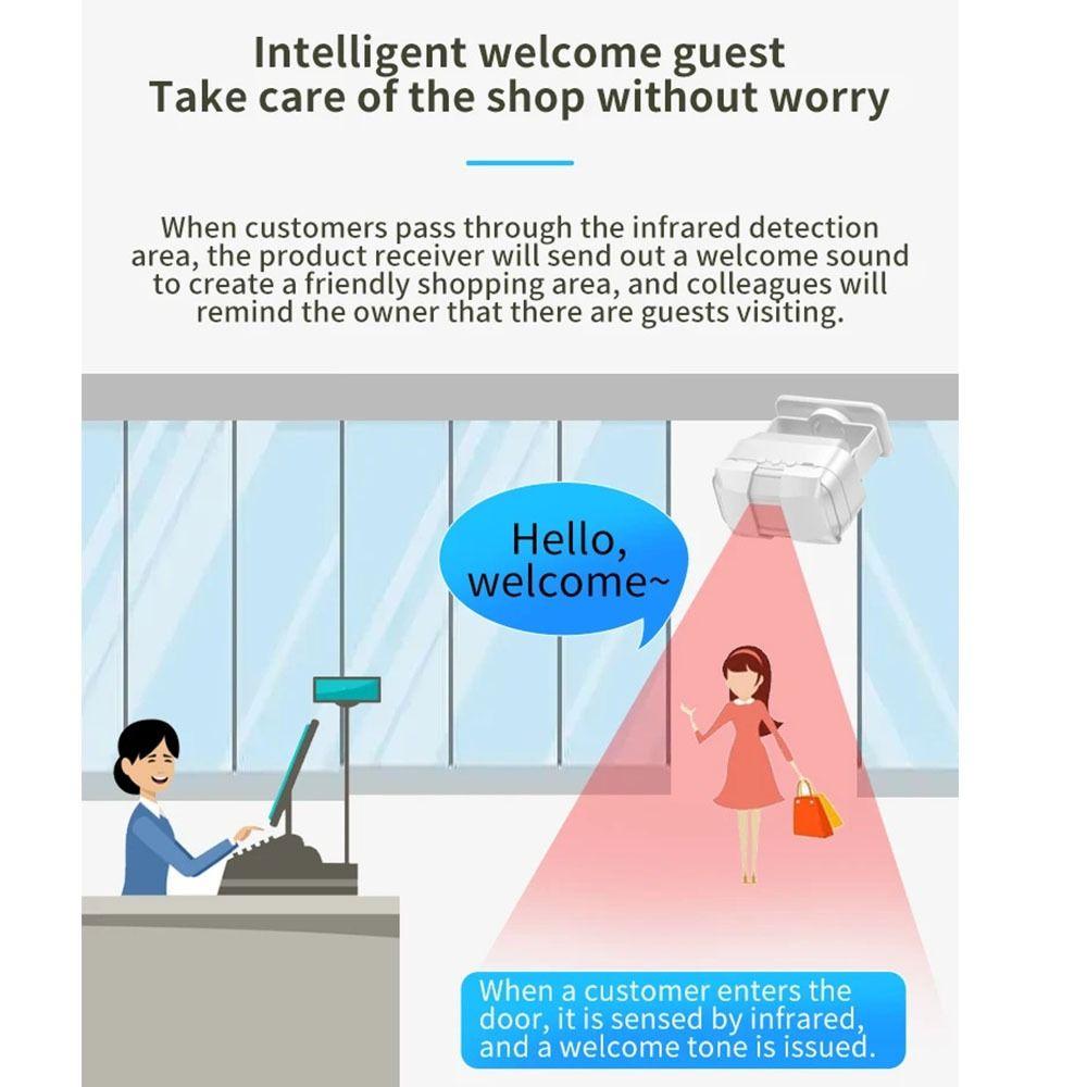 Infrared Induction Wireless Door Bell Chime Anti-theft Door Greeter Sensor  Alarm  Welcome Device