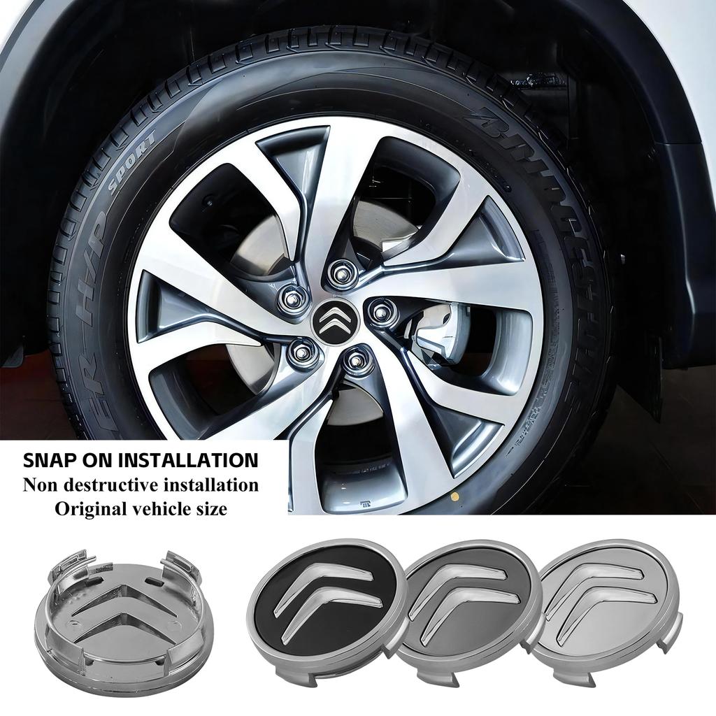 WKZA3 4Pcs Citroën Logo Wheel Center Cap ABS+Metal Alloy Hub Cover Replacement Wheel Rim Emblem for C3 C4 C5 C1 Berling Xsara Picasso