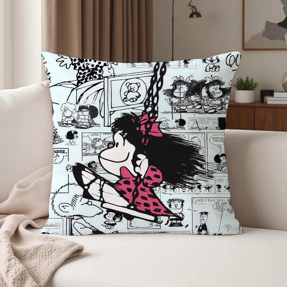 Cartoon Cute Mafalda Pillow Case Suitable For Bedrooms Living Rooms Cars Home Decoration