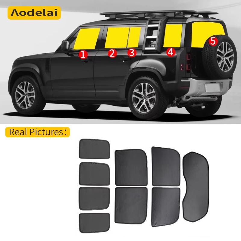 For Land Rover Defender L663 110 2020-2025 Car Window Sunshade Double Sides Summer UV Protection Curtains Sun Shield