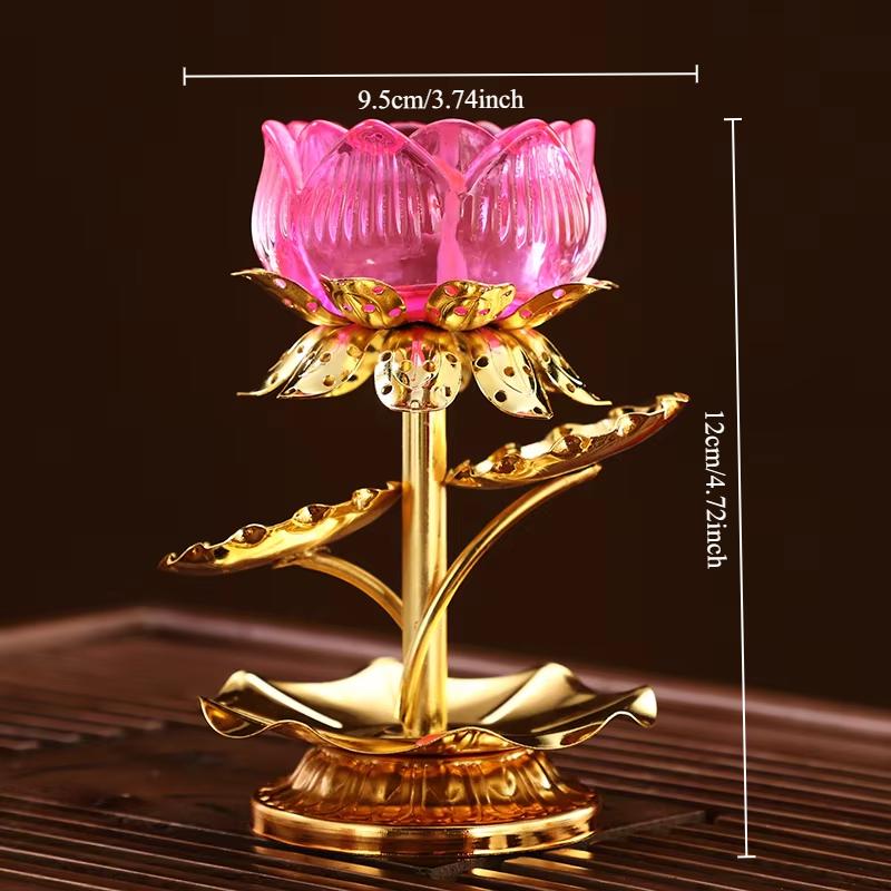 1pc Water Glazed Lotus Flower Metal Candlestick Household Sacrificial Supplies Buddhist Temple Supplies Pray for Auspiciousness