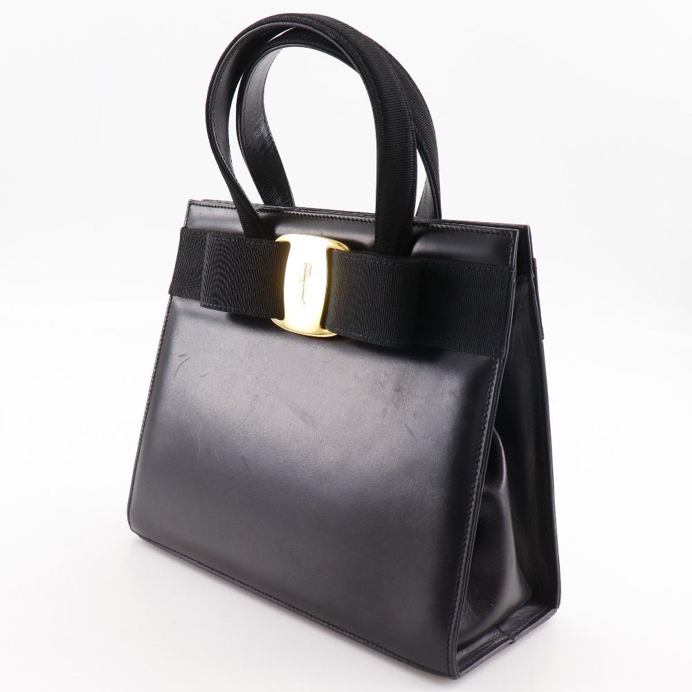 Salvatore Ferragamo Vara Ribbon Handbag BA214178 2WAYShoulder Black Calfskin Women Used