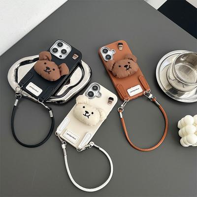 Für Apple 16promax Handseil Bär Handyhülle für IPhone 15plus Silikon Anti-Fall Hängeseil Damen-Edition