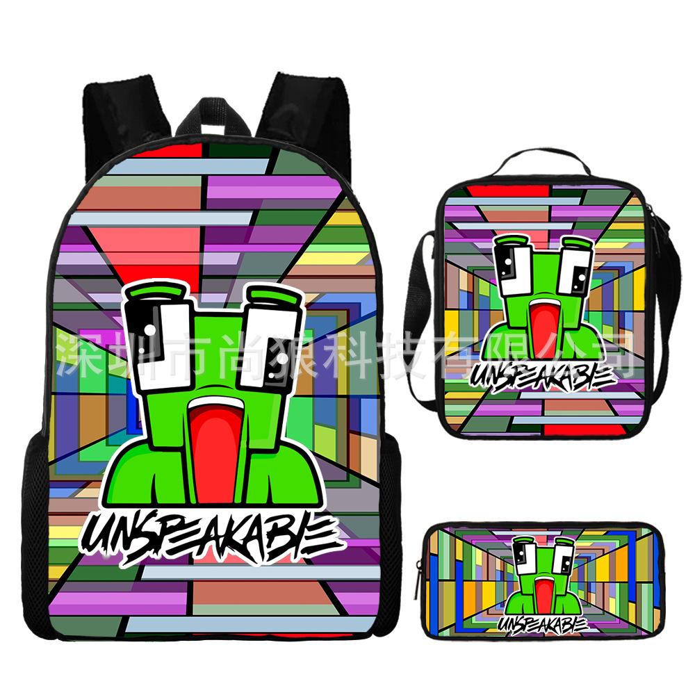 Unspeakable Pattern Schoolbag Large Capacity Backpack Shoulder Bag Pencil Case Three-Piece Set