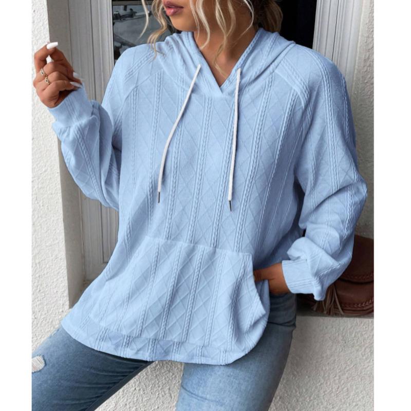 2025 Autumn New Style, Women's Casual Hoodie, Jacquard, Plus Size, Loose Fit, Hooded Hoodie, Autumn and Winter Interior, Simple Design
