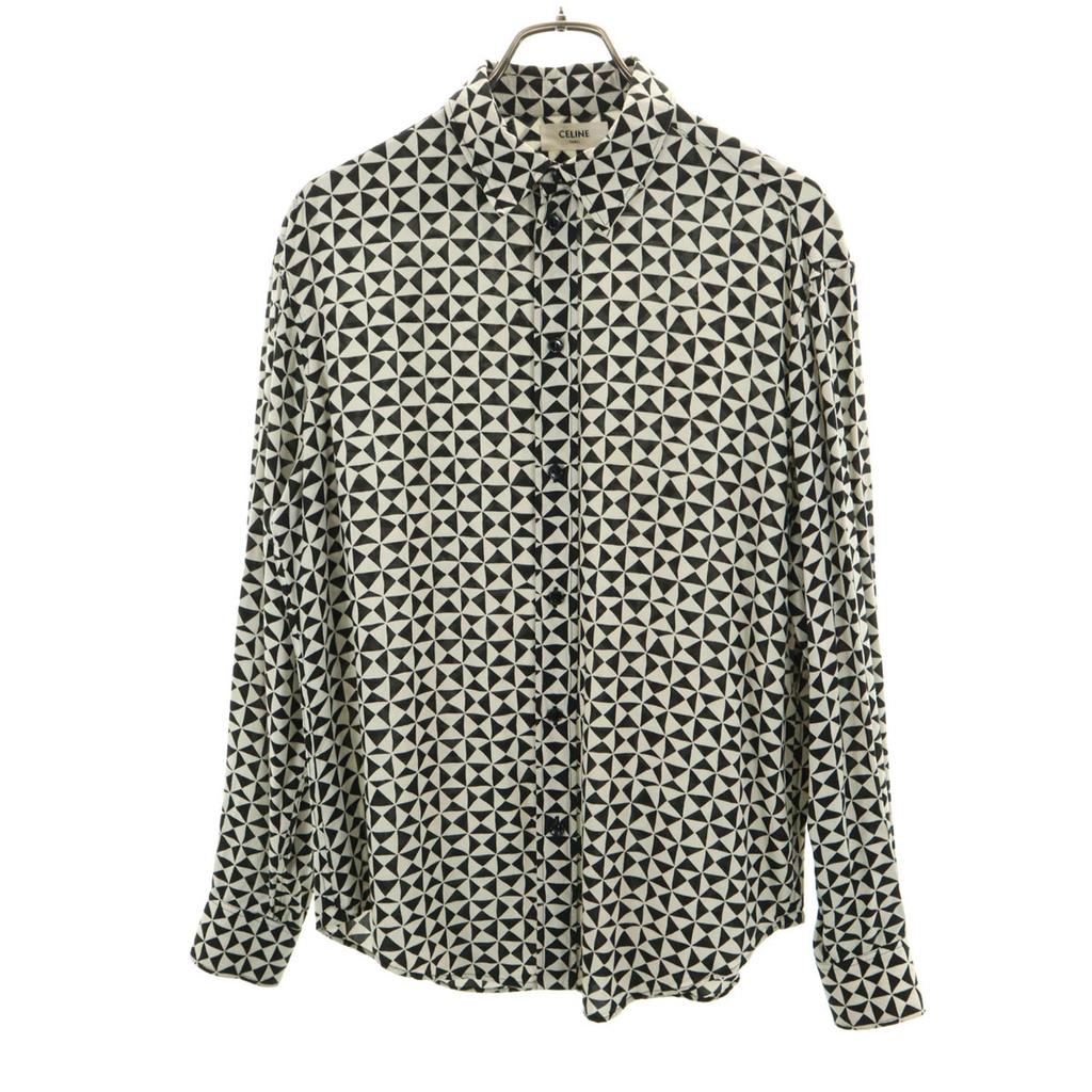 Celine 21AW vyrobeno v Itálii Vzor kaleidoskopu Košile s dlouhým rukávem 37 bílá Pánská Použitá