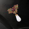 Elegant Vintage Pearl And Green Ruby Brooch Adornment With Alloy Setting For Formal Events And Fashionable Outfits