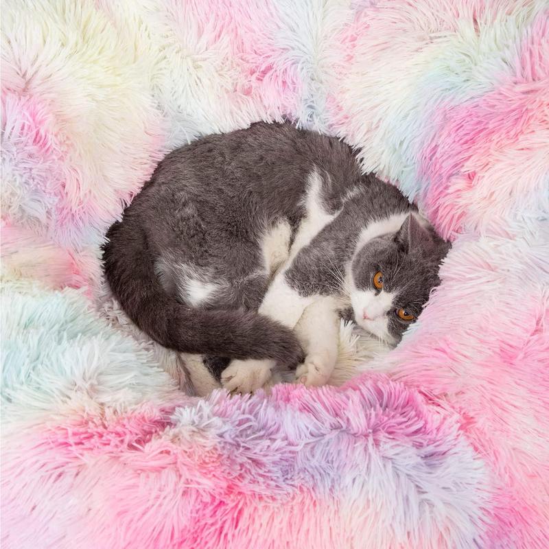 Spring Cat Tunnel Bed with Middle Mat Large Playground Toys Soft Plush Material Full Moon Shape Suitable for Small Cats (it Is Recommended To Take