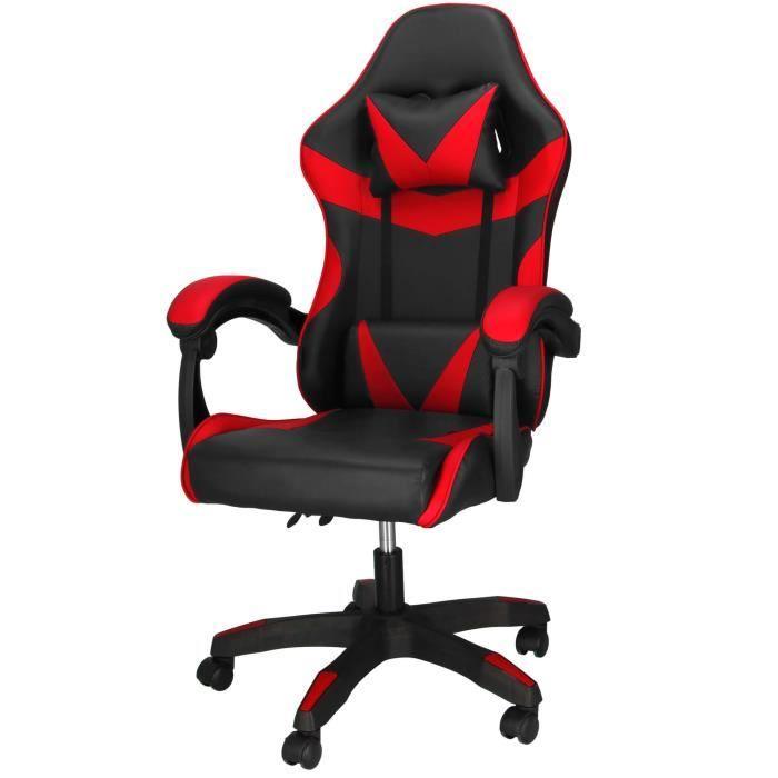 SPRINGOS® Chaise de bureau avec appui-tête et coussin lombaire, accoudoirs, chaise pivotante jusqu'à 120 kg, chaise de gaming