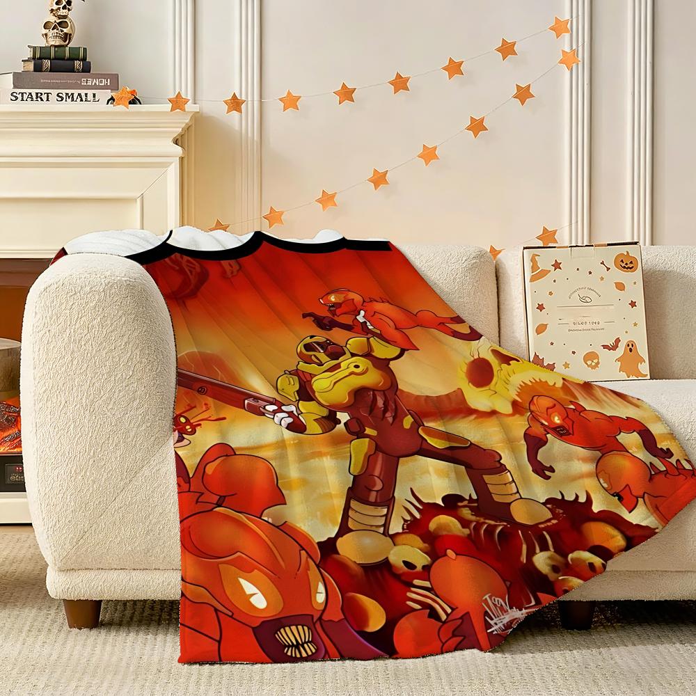 Cool Game D-Doom E-Eternal Throw 240g Lightweight Flannel Blanket, Soft Skin Throw Blanket for Sofa Bedroom 75X95CM