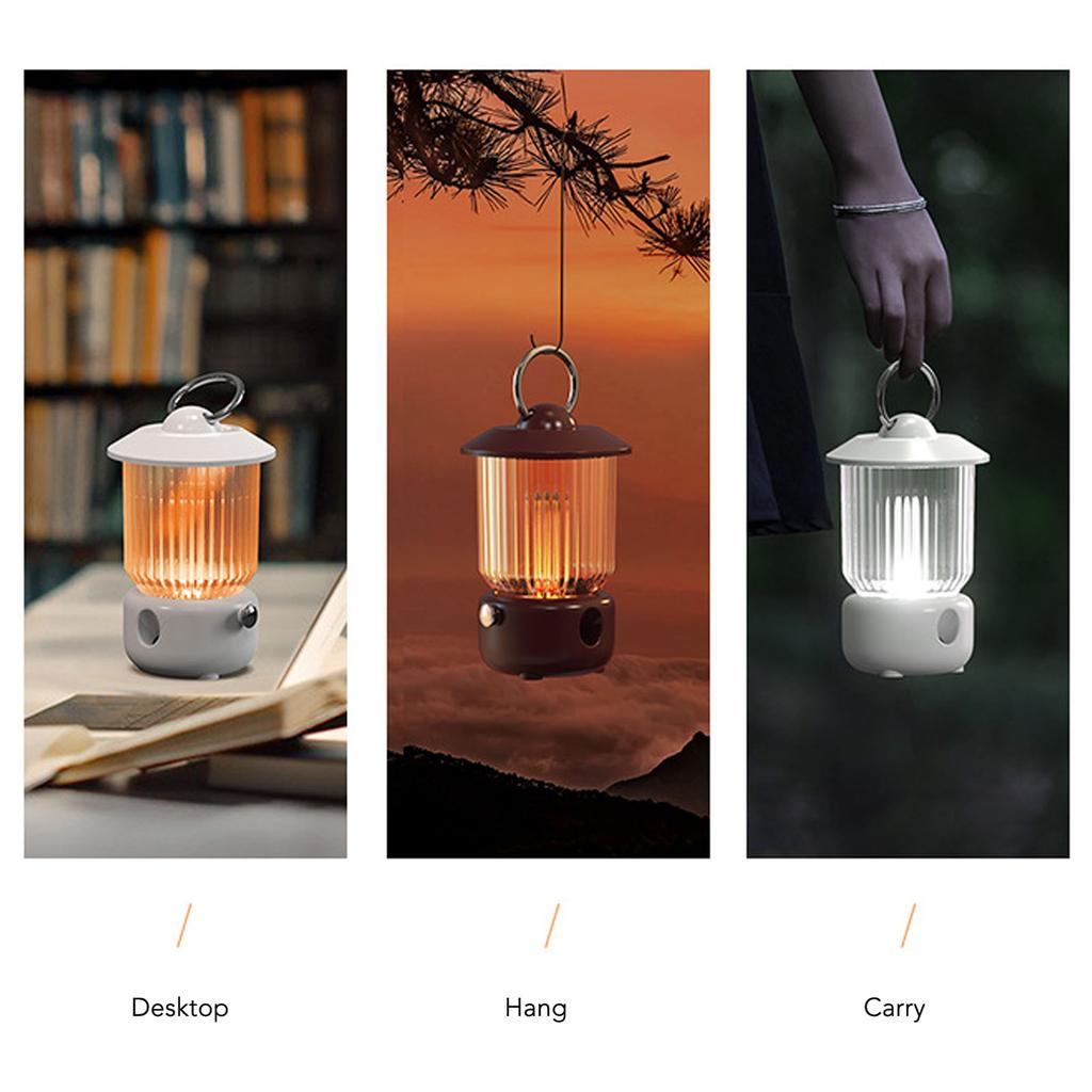 260ML Retro Lantern Humidifier with Light Quiet Multifunction Vintage Camping Lamp Aromatherapy Diffuser Essential Oil Diffuser