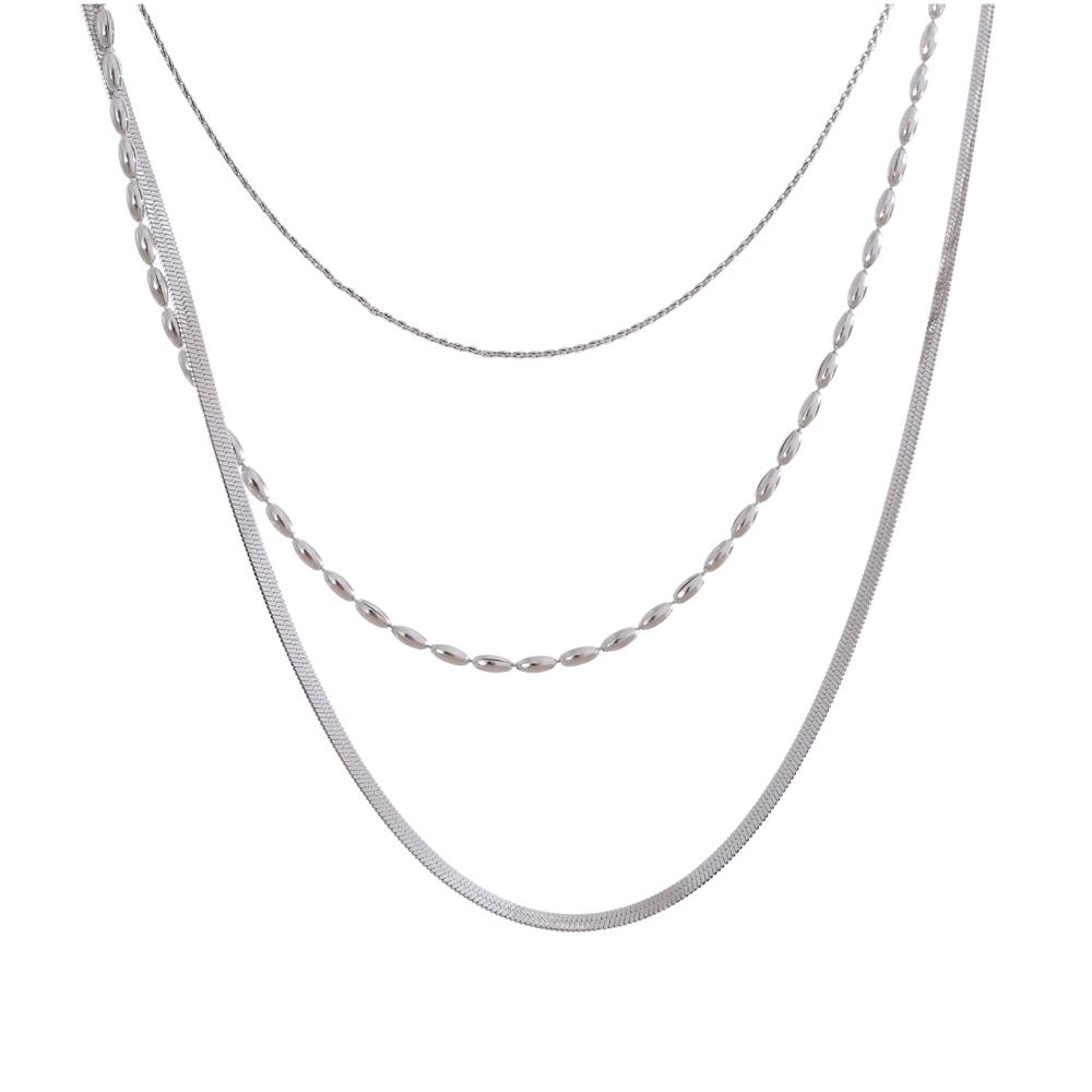 Yhpup High Quality Minimalist Stainless Steel Layered Stacking Fashion Chain Necklace Waterproof Basic Classic Trendy Jewelry