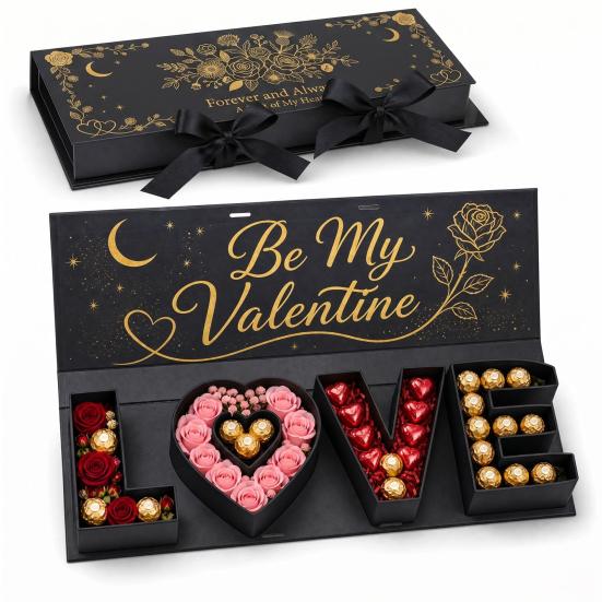 Leere Valentinstag LOVE Briefbox, Romantische befüllbare Geschenkbox, Schokoladen-Erdbeer-Süßigkeiten-Schmuck-Verpackungsbox für Geburtstag, Hochzeitsfeier