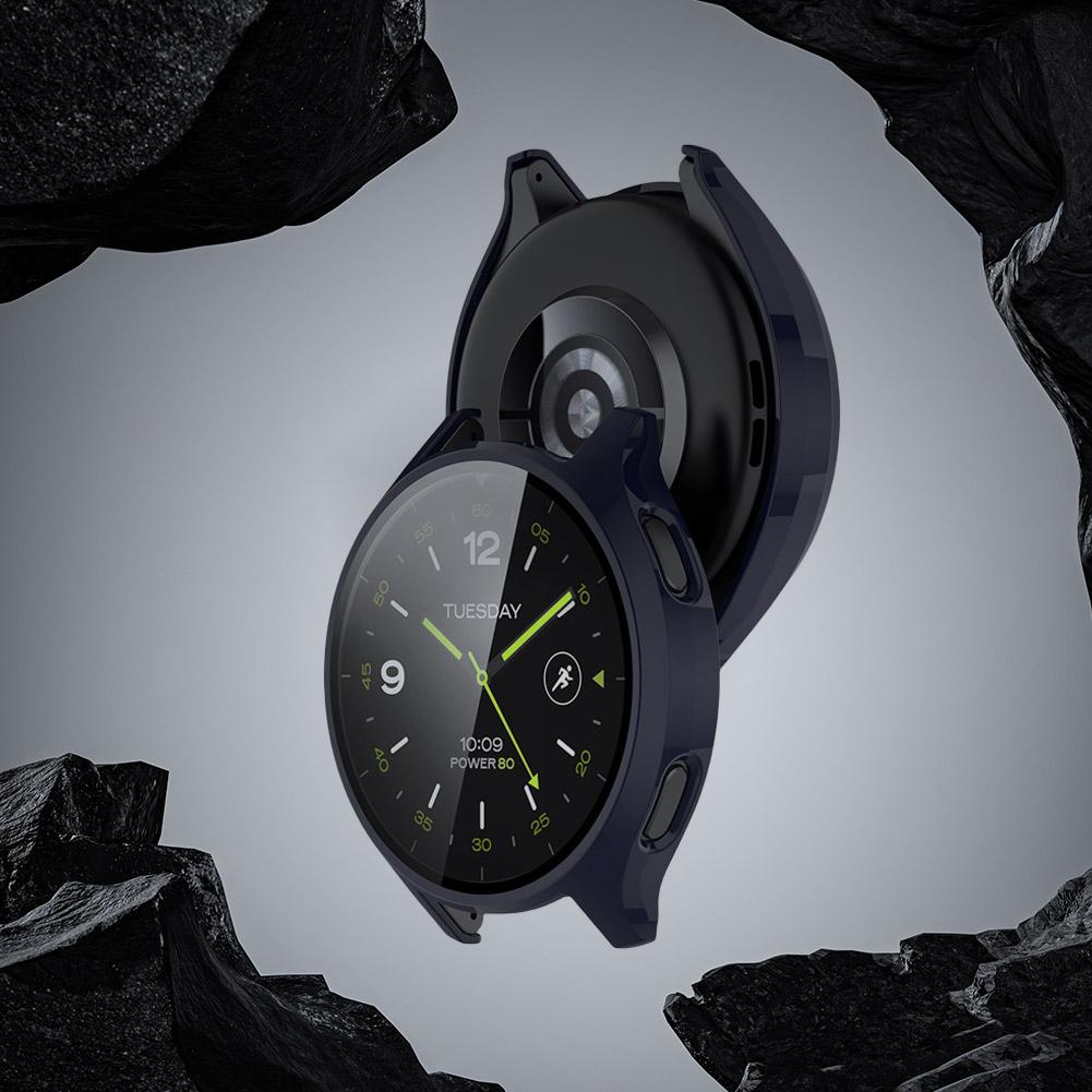 Hard PC Bumper Case +Tempered Glass Film Anti-Scratch Hard PC Bumper Full Cover Shell Screen Protector Case for Xiaomi Watch 2