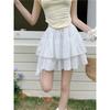 DX~~Gentle Wind Fluffy Cake Skirt Women's Summer High Waist Slim Hollow Lace A-line Half skirt