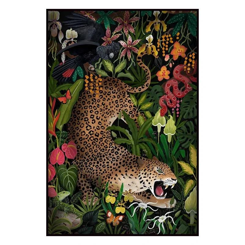 Pastoral Leopard Living Room Carpet Bedroom Bedside Art Decor Floor Mat Cloakroom Footpad Coffee Table Advanced Rug for Kitchent