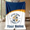 Luton Town Custom Name Text Flannel Blanket Soccer Logo Personalized Fleece Throw Blanket Special Gift For Sofa Bedroom Home