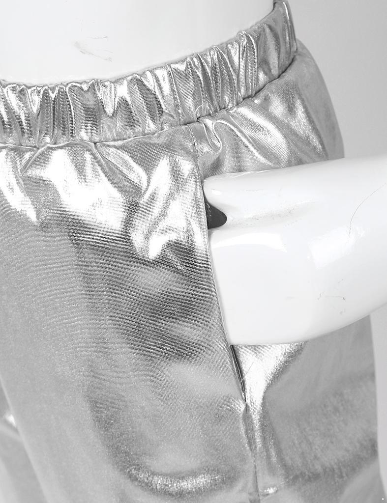 Kinder Mädchen Shiny Metallic Dance Hosen Elastische Hohe Taille Hip Hop Hosen Streetwear Dancewear