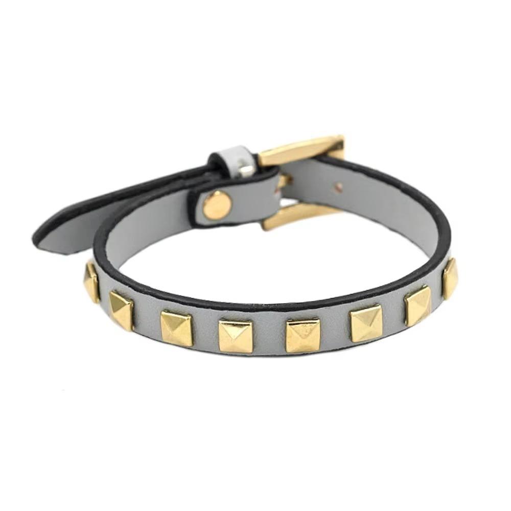 PU Leather Rivets Bracelet Square Rivets Single Ring Bracelet Leather Bracelets  Gift Jewelry