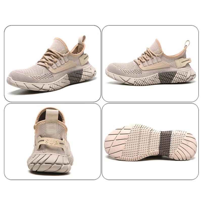 Men's Work Safety Shoes Men Steel Toe Work Boots Light Protective Casual Shoes Anti-Smashing Construction Safety Work Sneakers