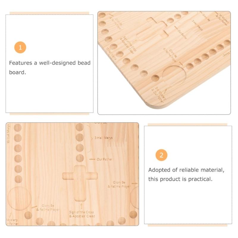 Bandeja Portátil para Manualidades con Cuentas Para Hacer Collares y Pulseras Con Ranuras Marcadas y Tabla de Madera Lisa