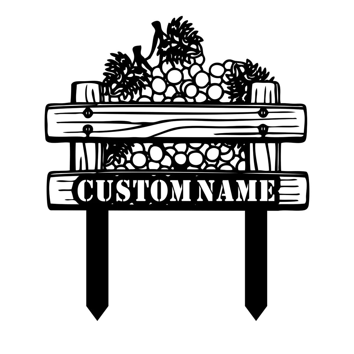 Metal Garden Sign Farm Name Customizable Outdoor Decor чёрный