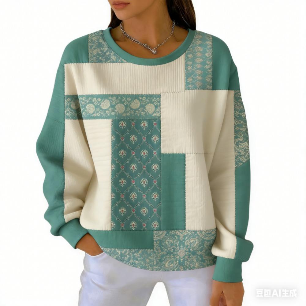 Spring Fashion Women's T-shirt Casual Vintage Print Pullover Women Long Sleeve Clothing Outdoor Casual Tees Top