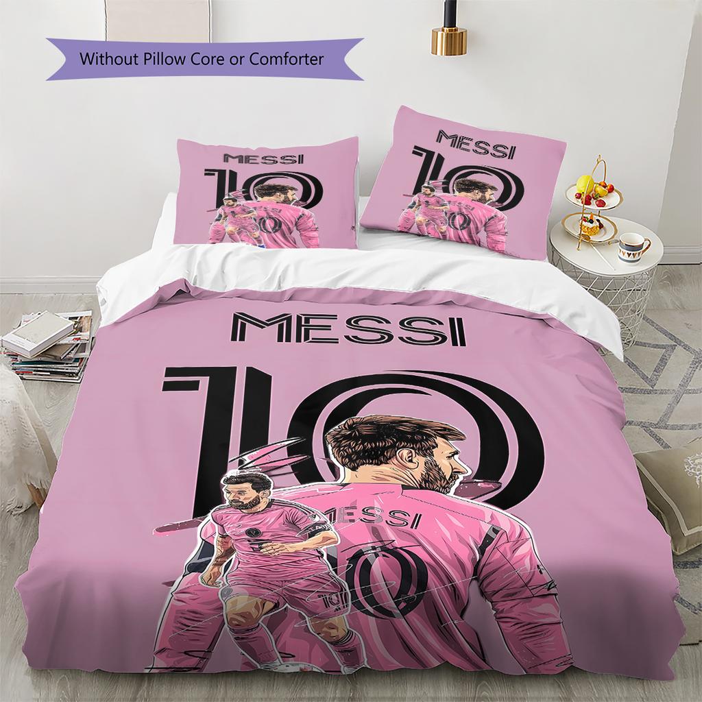 Messi Pattern Bedding,Quilt Set Quilt Cover Pillowcase Home Birthday Gift (1 * duvet cover + 2 * pillowcase, without core)