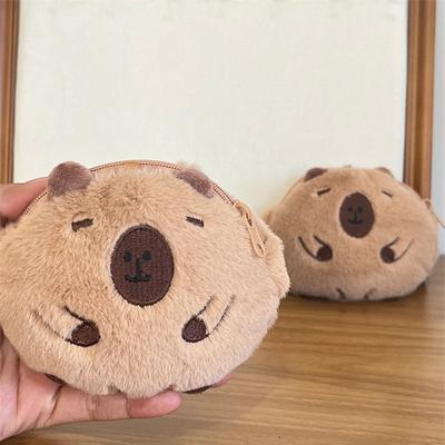 Sevimli Kapibara Peluş Bozuk Para Cüzdanı Gine Domuzu Anahtarlık Mini Cüzdan Bozuk Para Cüzdanı Kulaklık Saklama Çantası Anahtar Çantası Sırt Çantası Kolye