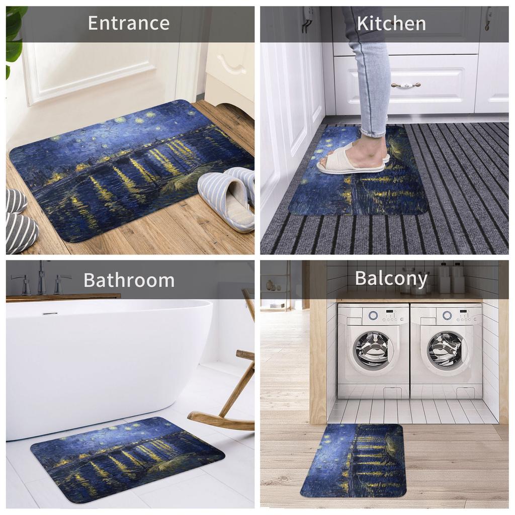 Van Gogh Starry Night Doormat Anti-Slip Entrance Bathroom Kitchen Door Floor Mat Over The Rhone Garage Carpet Rug