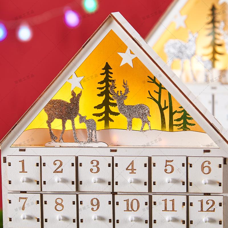 White 24-Day Christmas Countdown Calendar Ornament for Home Decorations