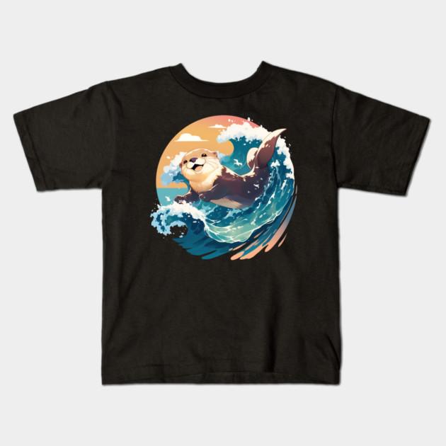 Boys Girls Soft Cotton Graphic Tees Otter Breathable Daily School Wear Kids T-Shirts