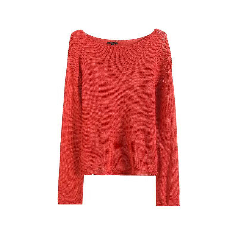 

Женский трикотажный пуловер с длинным рукавом свободного кроя, весна 2025 Small красный/оранжевый