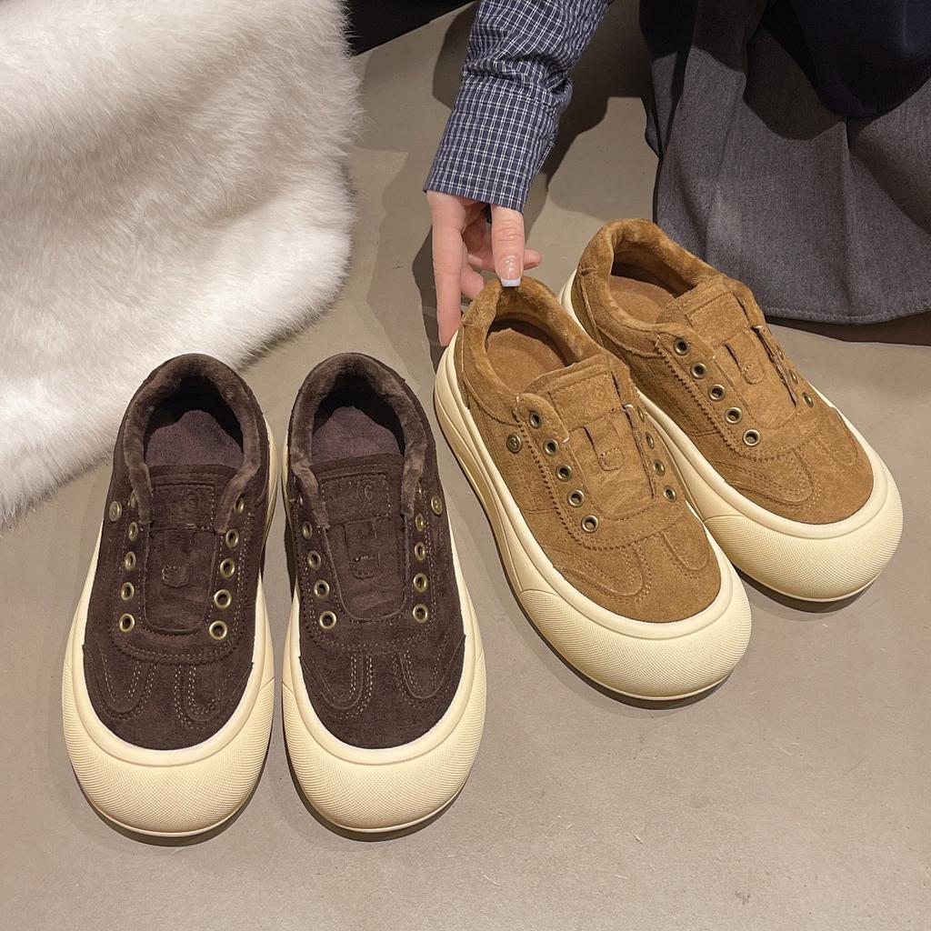 [Fanfna] Muffin thick-soled round head board shoes women's 2025 autumn new soft-soled comfortable lace-up casual sports shoes