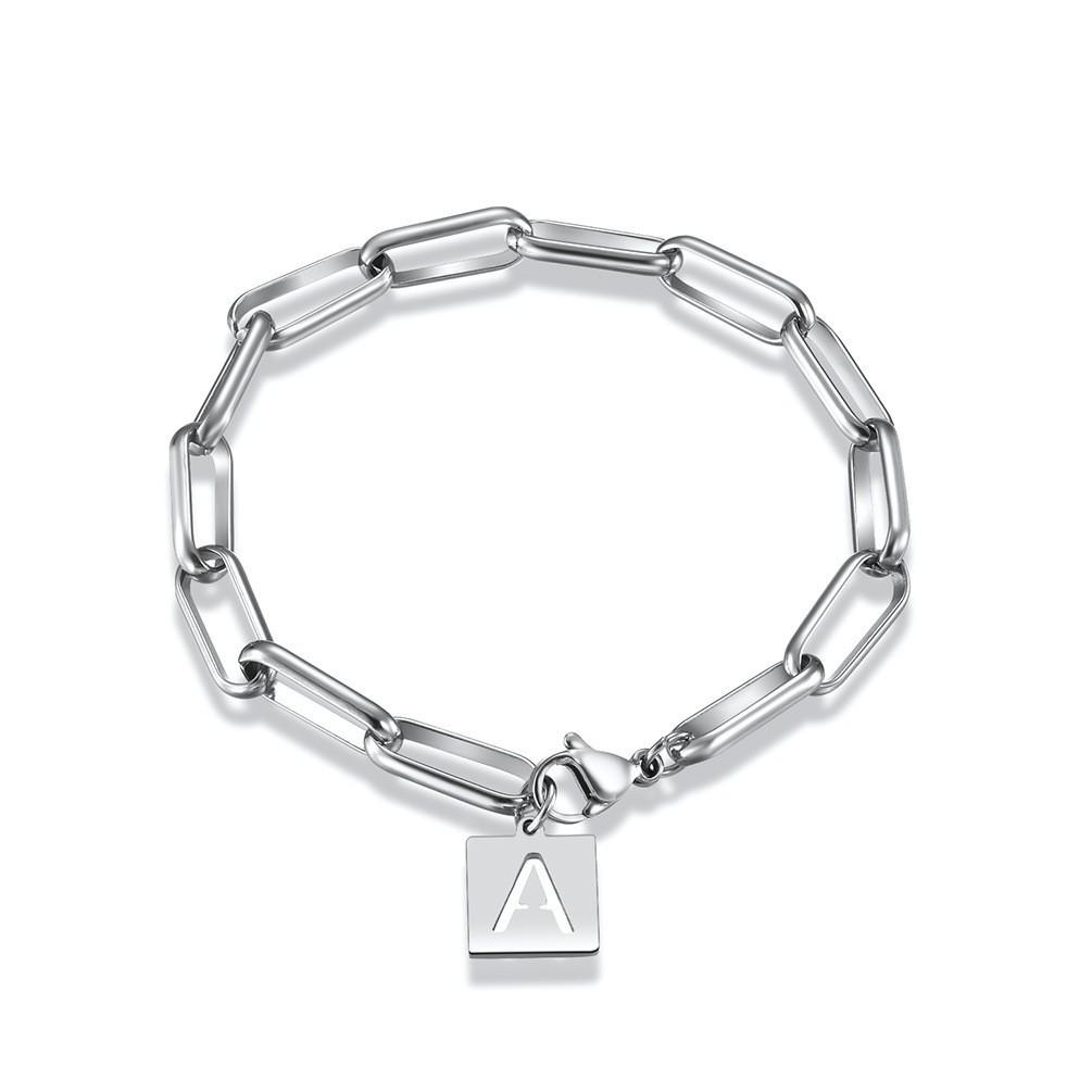 Minimalist Letter Titanium Steel Bracelet with Initials Stainless Steel Bracelet