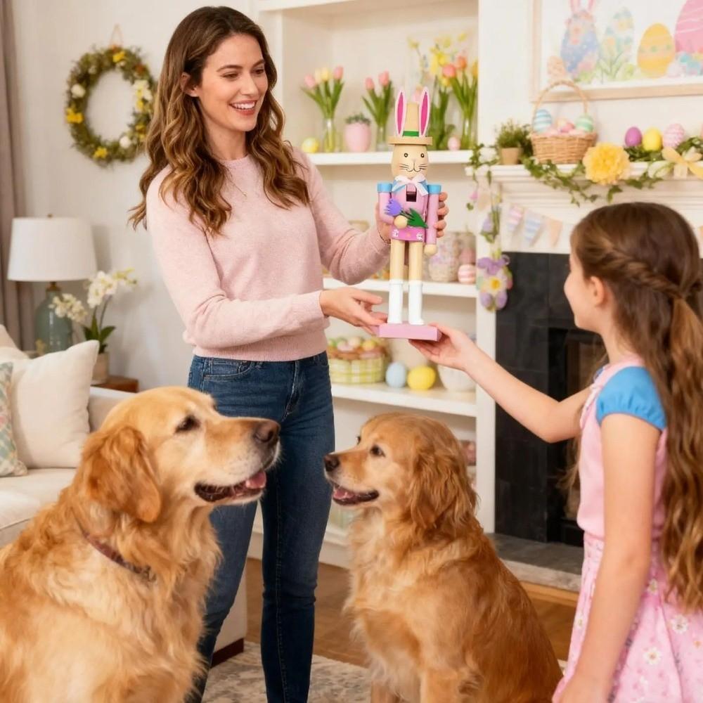 Smooth Easter Rabbit Nutcracker Cute Bunny Nutcracker Figures  Table Centerpiece