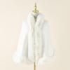 Großer Kragen aus Kunstkaninchenfell Winter Streetwear Umhang Damen Hochzeitsfeier Capes Dick Warmer Cardigan Outstreet Poncho Schal Mantel