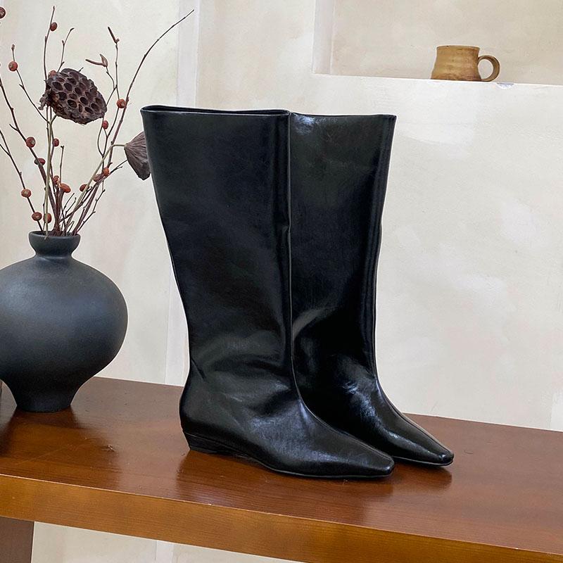 Fashion Women Knee High Boots With Height Increasing Shoes Fashion Pointed Toe Ladies Modern Long Boots Female Slip On Shoes