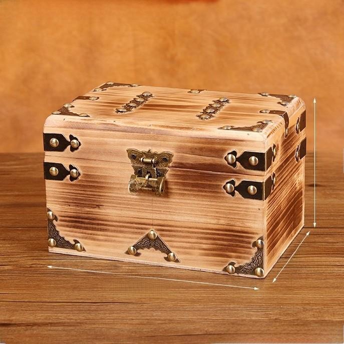 Organizer Wooden Vintage Box With Latch For Desktop Storage Decoration Gift