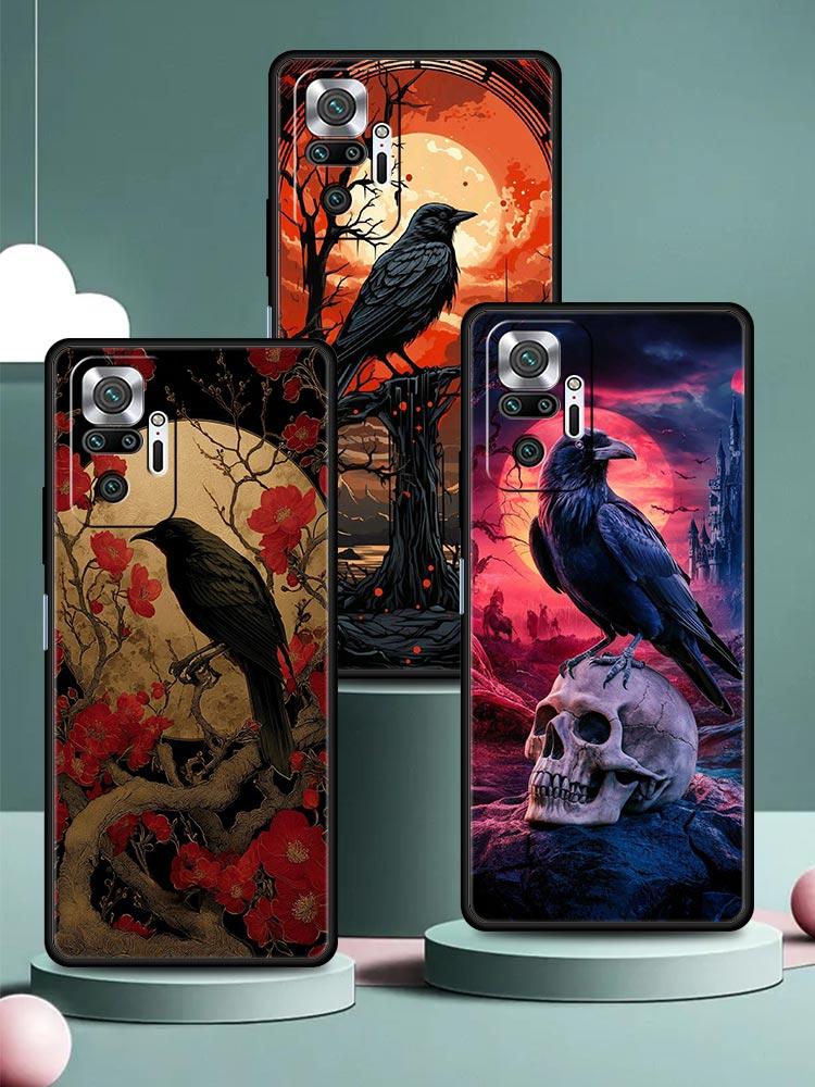 Black Raven Phone Case Cover for Redmi 14C 10C Note 15 14 13 12 10 11 K40 Pro Plus 5G Shockproof Soft TPU Shell Fundas Capa Bag