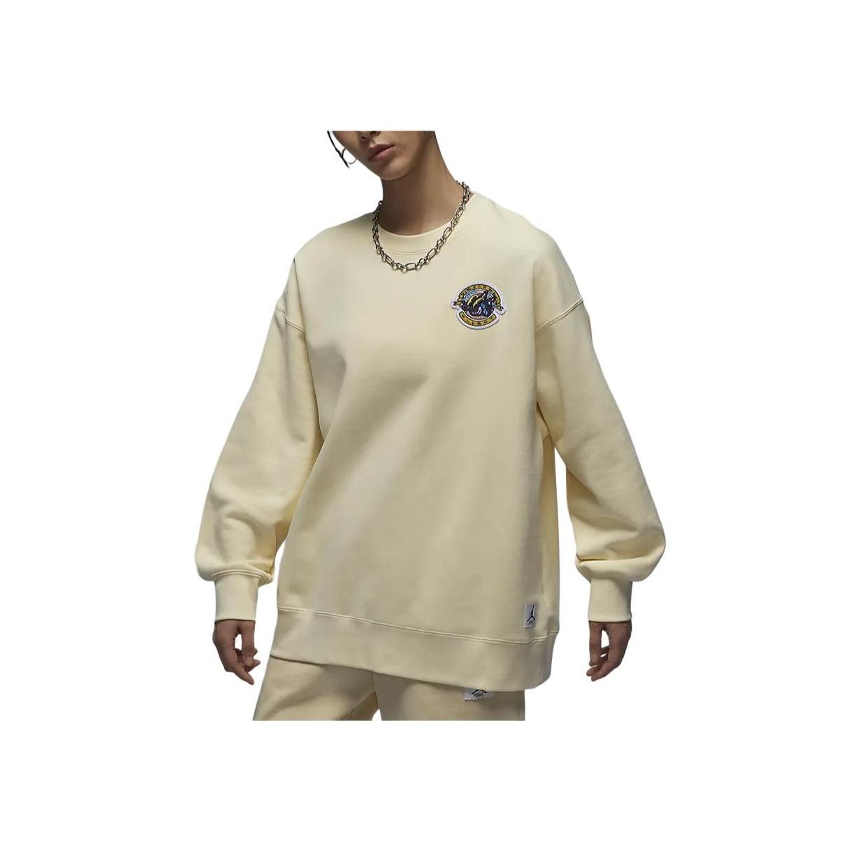 

Jordan Узор с круглым вырезом, свитер с длинным рукавом, женская толстовка, цвет кокос-молоко FV8599-113 XL