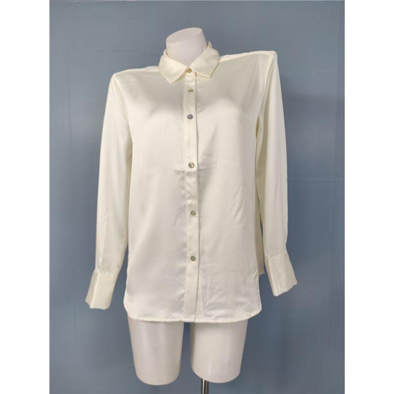 Foreign Trade Order R Home Autumn New Long sleeve High Quality Smooth Fabric Bright Silk Breasted All-Match Commuter Top Shirts