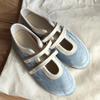 Retro style round head flat bottom double Velcro color collage single shoes lazy casual shoes
