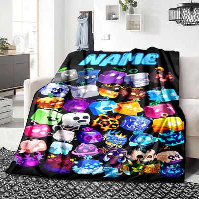 Custom Name Monster Cube Collection Party Blanket For Couch Bed Plush Cozy Fuzzy Blanket Super Soft Warm Blankets For Fall And Winter 091612