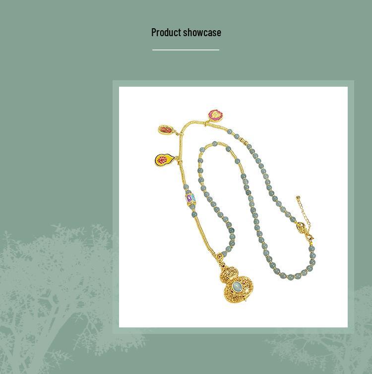 Natural Jade Wealth & Blessing Necklace: Elegant Handmade Design with Copper-Plated Gold for Long-Lasting Beauty