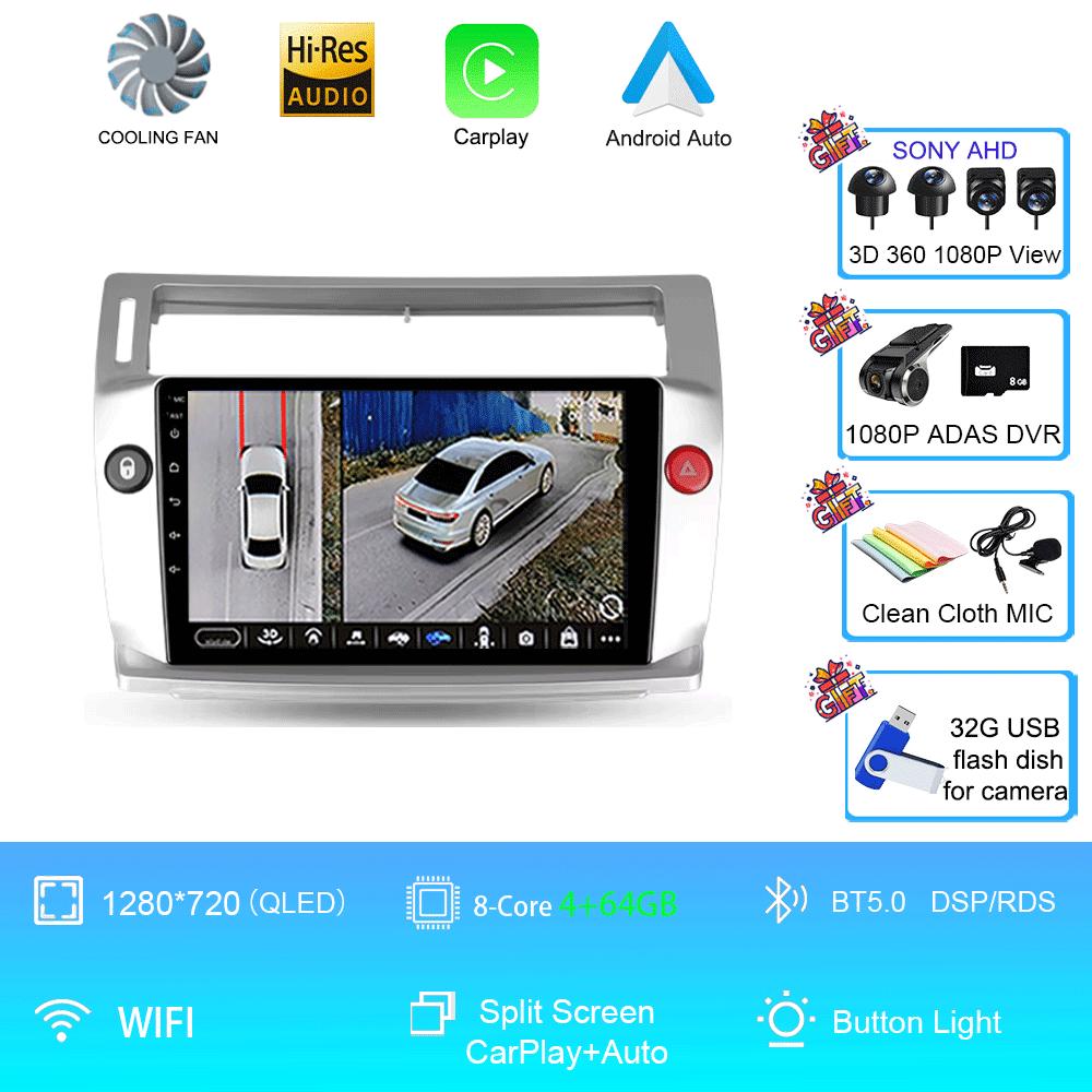 Android 14 Pentru Citroen C4 C-Triomphe Quatre 2004-2014 Radio Auto Multimedia Video Carplay 2Din DVD Unitate Principală Stereo Difuzor Audio