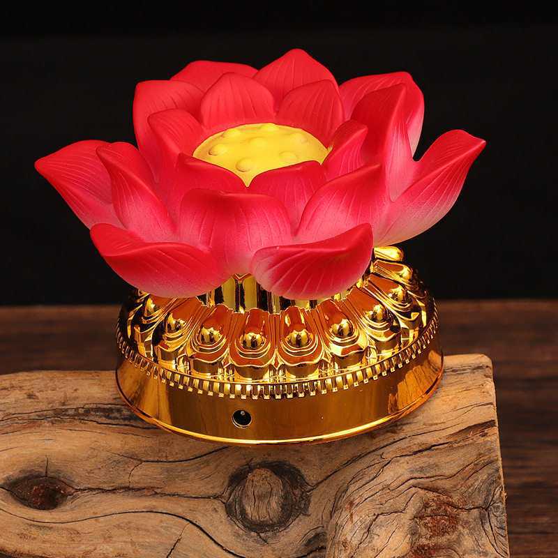 Seven-Color LED Lotus Lamp: Dual-Power Buddha Offering Light with Everlasting Seven Stars Illumination