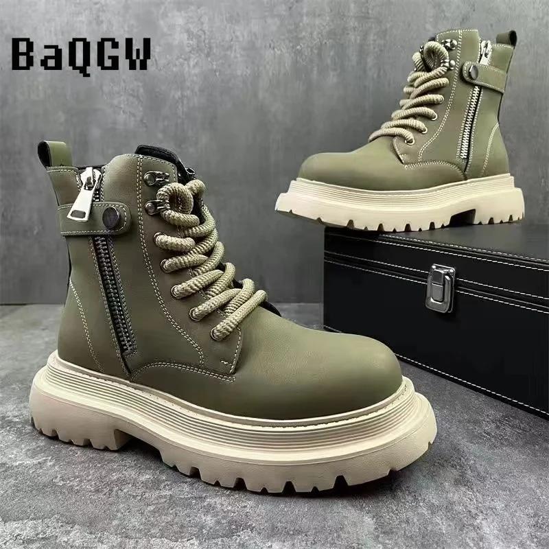 Fashion Autumn New Arrival Fashion Casual British Style Designer Motorcycle Boots Comfortable High Quality Winter Warm Lace Up Men Shoes
